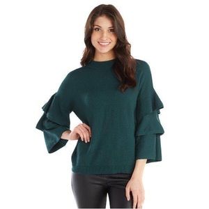Tiered Ruffle-Sleeve Sweater